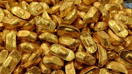 golden object background of many currencies candy design for rich fortune and abundance new year concept