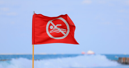Flag of the storm is waving in the wind