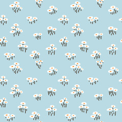 Abstract Daisy Flowers Seamless Pattern
