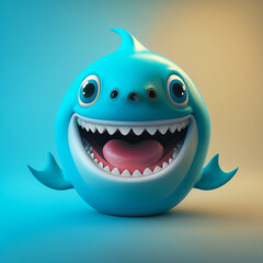 Fototapeta premium Happy Shark Emoji. AI Generated, 2022 Emojis.