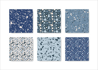 Set of terrazzo seamless patterns. Terrazzo floor pattern. Terrazzo seamless pattern. Collection of terrazzo pattern