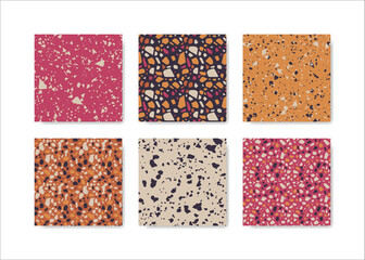 Set of terrazzo seamless patterns. Terrazzo floor pattern. Terrazzo seamless pattern. Collection of terrazzo pattern