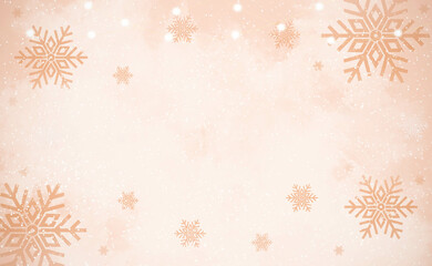 merry christmas and happy new year. Gold glitter snowflake pink background