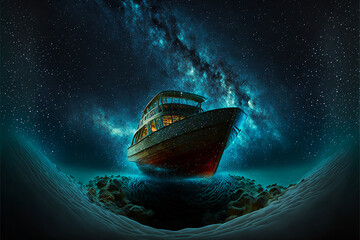 Fishing Boat Under the Stars