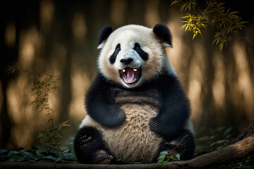 Obraz na płótnie Canvas A playful happy panda. Digital artwork