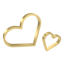 Gold heart png image for love concept