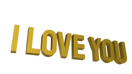 Gold I love you text png image