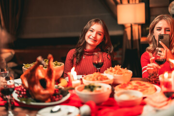 A Family celebrating Christmas together in the comfort of their home.