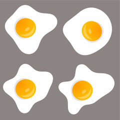 Set of fried eggs. Vector illustrations in cartoon flat style.