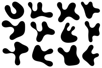 Fototapeta na wymiar Organic abstract random shapes of blob using three outline for template design element or background design. Blob, black outline, simple line, aesthetic line, melted shapes, blob outline set vector