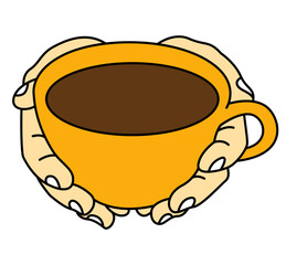 cup of coffee with hand for giving