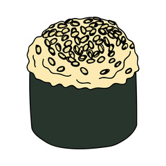 Hand drawn sushi roll clipart. Japanese traditional cuisine dishes. Asian food