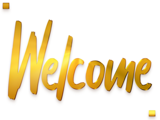 Welcome Bold Text in Transparent PNG Alphabetical Glowing Golden Text