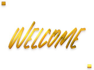 Welcome Text in Transparent PNG Stylish Cursive Alphabetical Glowing Golden Text