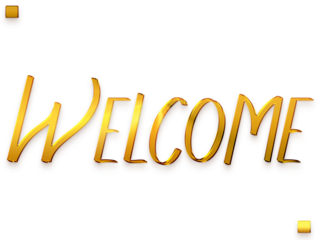 Welcome Text in Transparent PNG Stylish Cursive Alphabetical Glowing Golden Text