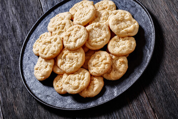 amish sugar cookies on plate, top view