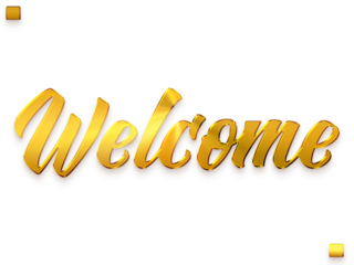 Welcome Text in Transparent PNG Alphabetical Glowing Golden Text