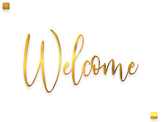 Welcome Text in Transparent PNG Stylish Cursive Typography Glowing Golden Text