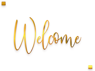 Welcome Text in Transparent PNG Stylish Cursive Typography Glowing Golden Text