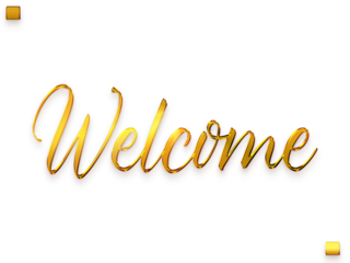 Welcome Text in Transparent PNG Brush Alphabetical Glowing Golden Text