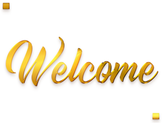 Welcome Text in Transparent PNG Typography Glowing Golden Text