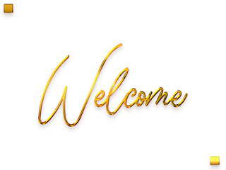 Welcome Text in Transparent PNG Stylish Cursive Alphabetical Glowing Golden Text
