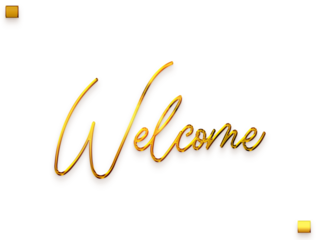 Welcome Text in Transparent PNG Stylish Cursive Alphabetical Glowing Golden Text