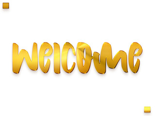 Welcome Text in Transparent PNG Bold Typography Glowing Golden Text