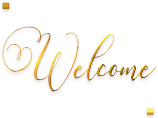 Welcome Text in Transparent PNG Stylish Cursive Typography Glowing Golden Text