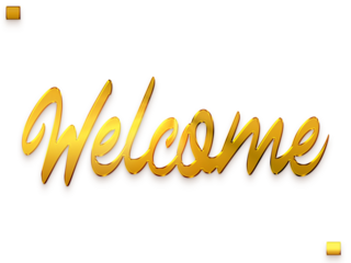 Welcome Text in Transparent PNG Brush Alphabetical Glowing Golden Text