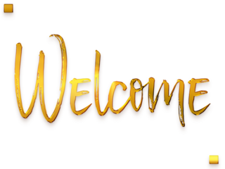 Welcome Text in Transparent PNG Brush Stylish Cursive Typography Glowing Golden Text
