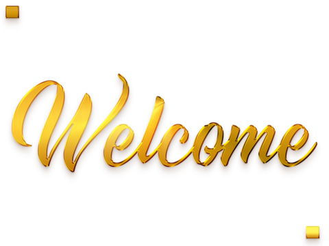 Welcome Text in Transparent PNG Typography Glowing Golden Text - Powered by Adobe