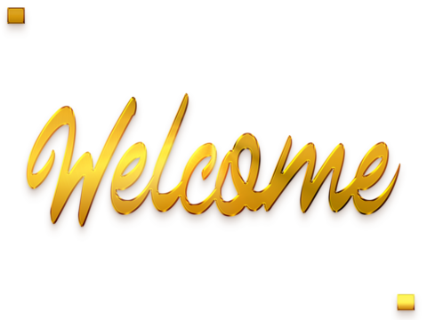 Welcome Text in Transparent PNG Brush Alphabetical Glowing Golden Text