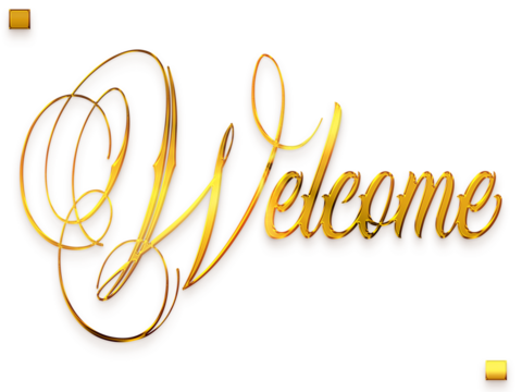 Welcome Text in Transparent PNG Stylish Cursive Alphabetical Glowing Golden Text