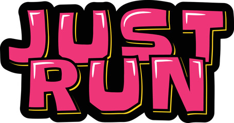 Just run lettering vector illustration