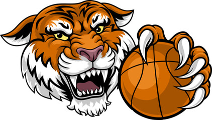 A tiger basketball ball team cartoon animal sports mascot