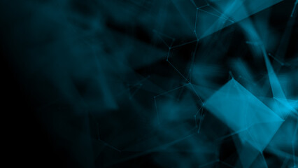 Abstract plexus blue geometry background. Digital technology network connection concept. 3D rendered illustration.