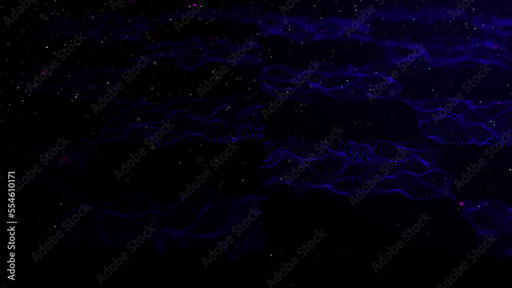 Aufkleber textured wave of particles. visualization of technological connections. molecular connection of part