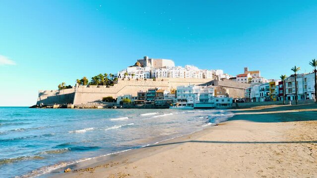 Peniscola castle and beach, Castellon in Spain