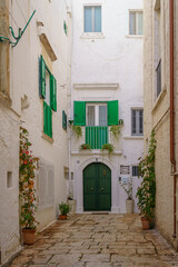 White streets of Cisternino in Puglia.Italy.