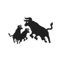 Bull animal logo template design . icon logo . silhouette logo 