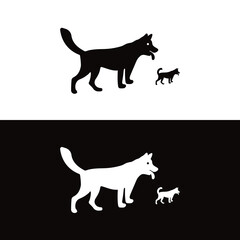Dog animal logo template design . icon logo . silhouette logo 