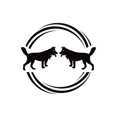 Circle dog animal vector logo design . icon logo . silhouette logo 
