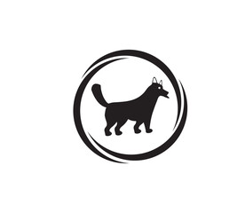  Circle dog animal logo template design . icon logo . silhouette logo 