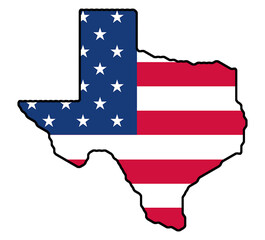 Texas state map with flag