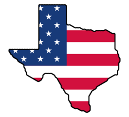 Texas state map with flag