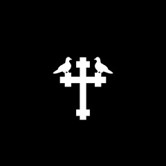 Obraz premium Christian cross icon isolated on dark background