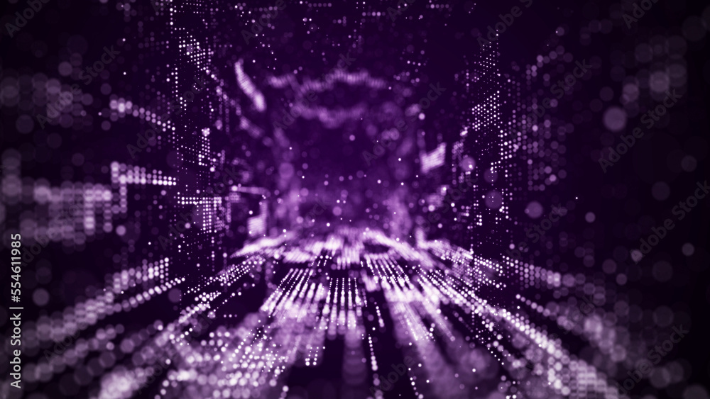 Poster Computer technology background. Digital data flow. Network connection structure. Big data visualization. 3d rendering.