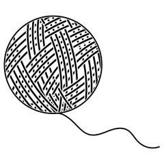 Ball yarn logo, icon thread wool vintage illustration, knit needle