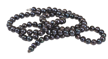 Closeup of a black pearl necklace